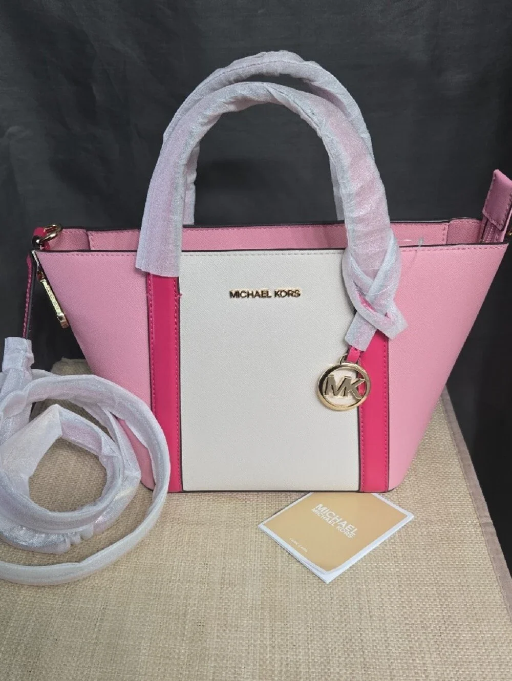 Michael Kors Pink & White Color-Block Saffiano Tote